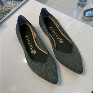 Rothy's Women's The Point Olive green print Flats